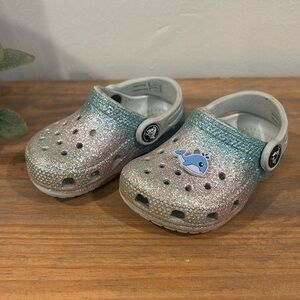 Toddler Sz 5 Sparkle Pink and Blue Glitter Crocs